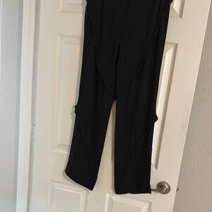 Armani collections silk ruffle pants black